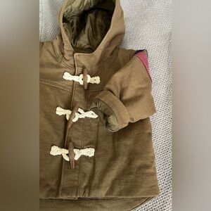 Baby Gap Boy’s Brownish Green w/Arm Stripes Toggle Hooded Lined Coat; Size 6-12M